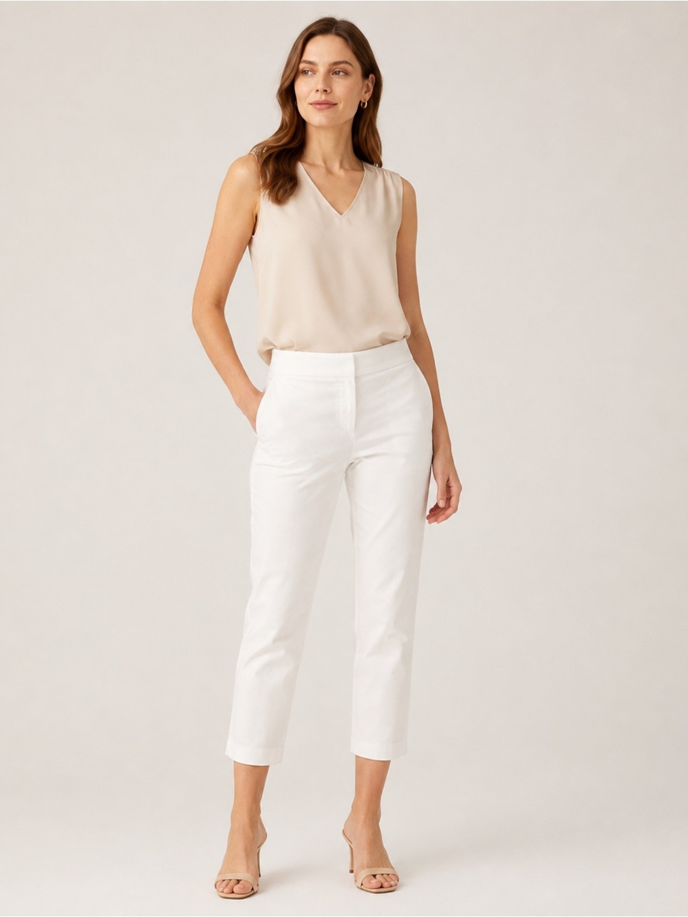 Ann Taylor Factory White Cropped Ankle Pants